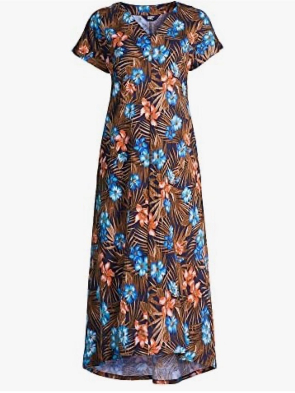 Land’s End Hawaii Hawaiian Floral Tropical MuMu High-Low Midi Dress 2X